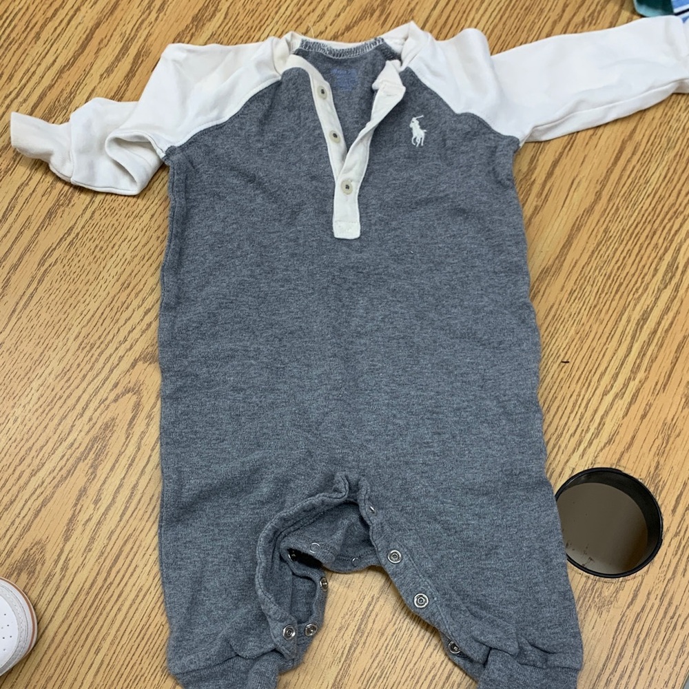 Ralph Lauren Gray and White Kids Bodysuit